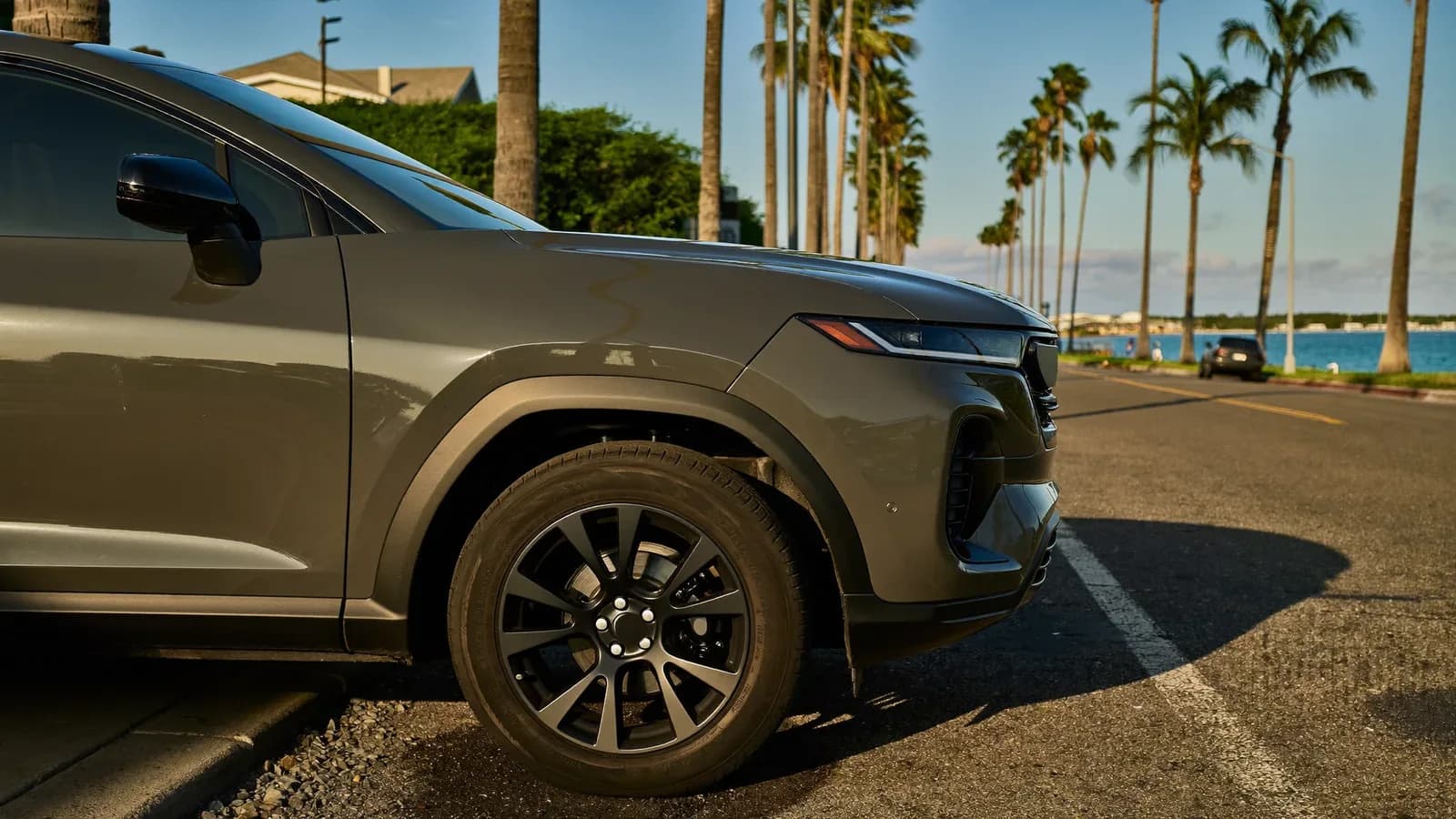 Clean SUV wheel and tire for exterior auto detailing in the Florida Keys